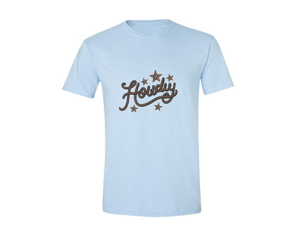 brand:Generic|color:Light Blue|Howdy Western Cowboy Rope Graphic T-Shirt