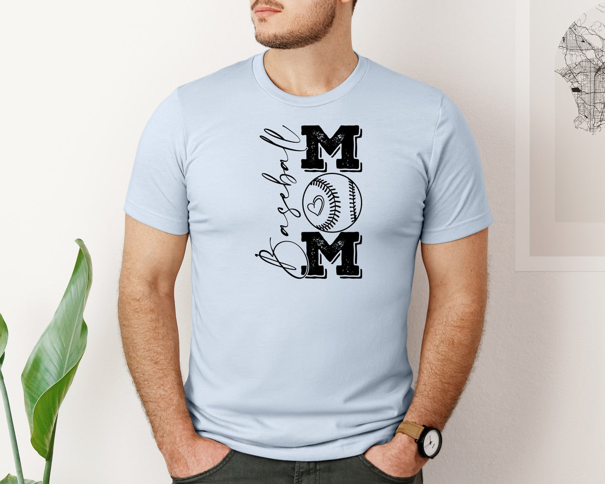 brand:Bella Canvas|color:Light Blue|Baseball Mama 16 Graphic T-Shirt