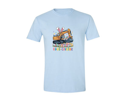 brand:Generic|color:Light Blue|Eggs Cavator Easter Excavator 3 Graphic T-Shirt
