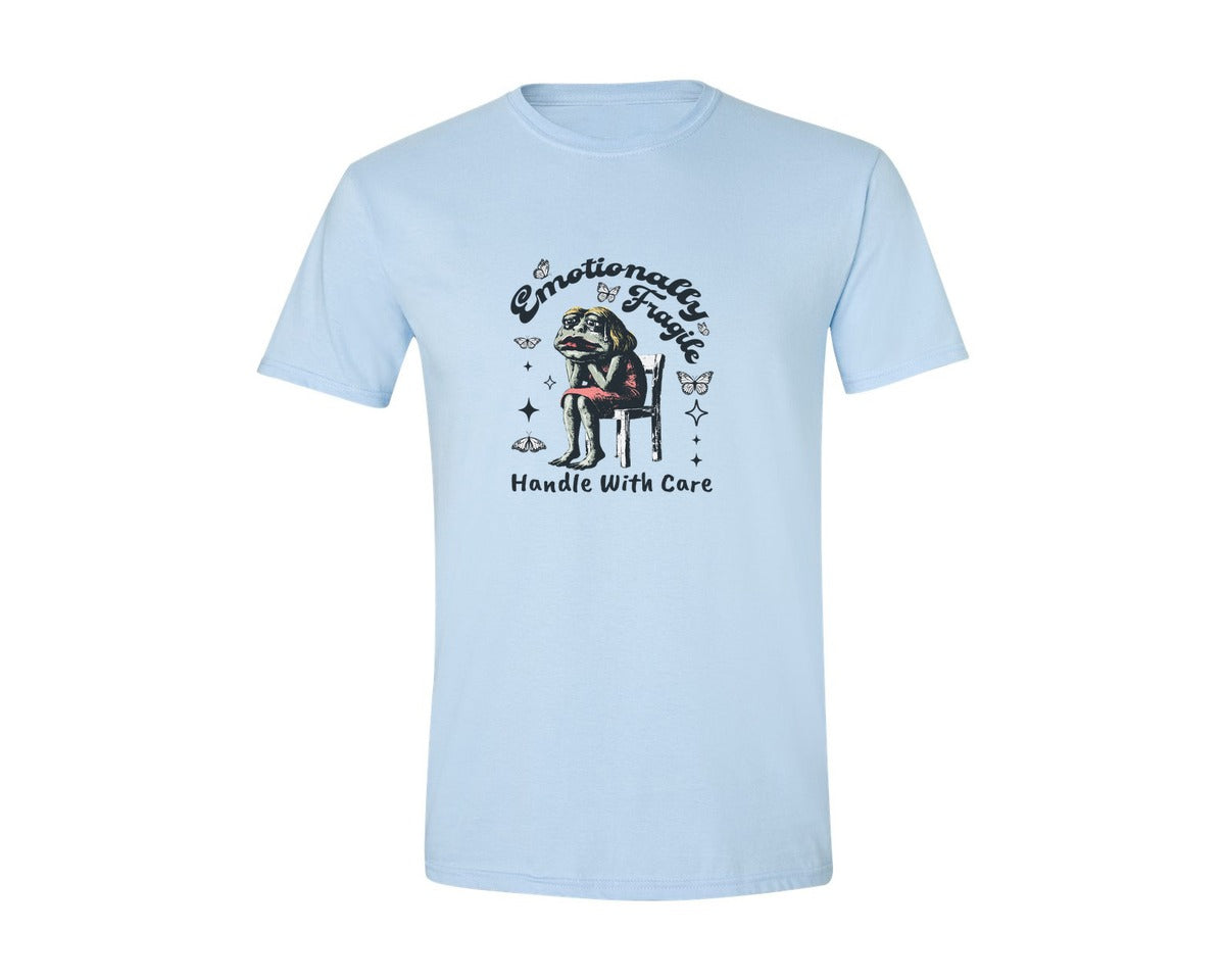brand:Generic|color:Light Blue|Frog Woman With Tears Emotionally Shirt Graphic T-Shirt