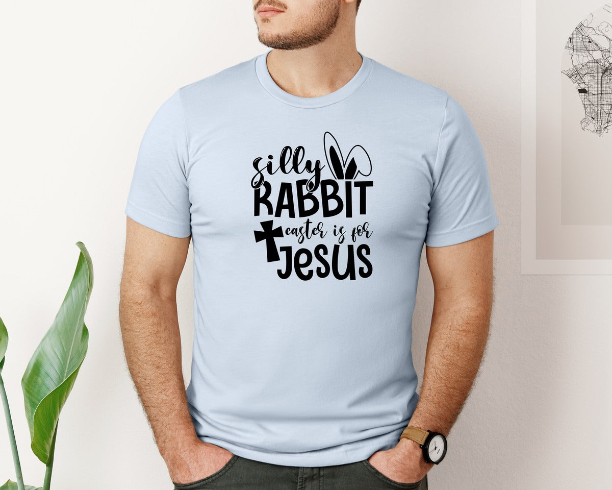 brand:Bella Canvas|color:Light Blue|Silly Rabbit Easter Is For Jesus Ea Graphic T-Shirt