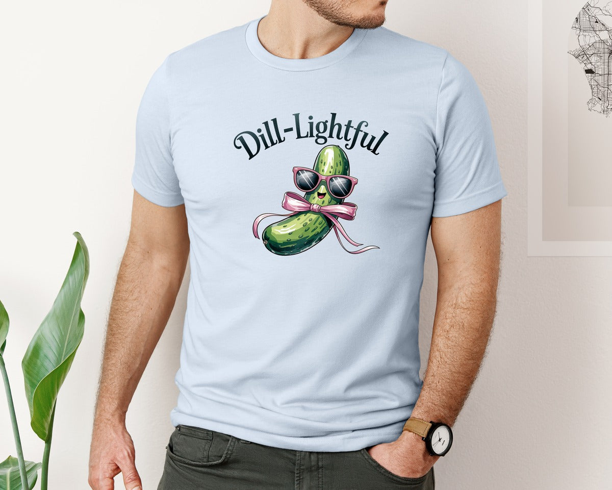 brand:Bella Canvas|color:Light Blue|Dill Lightful Funny Pickle 2 Graphic T-Shirt