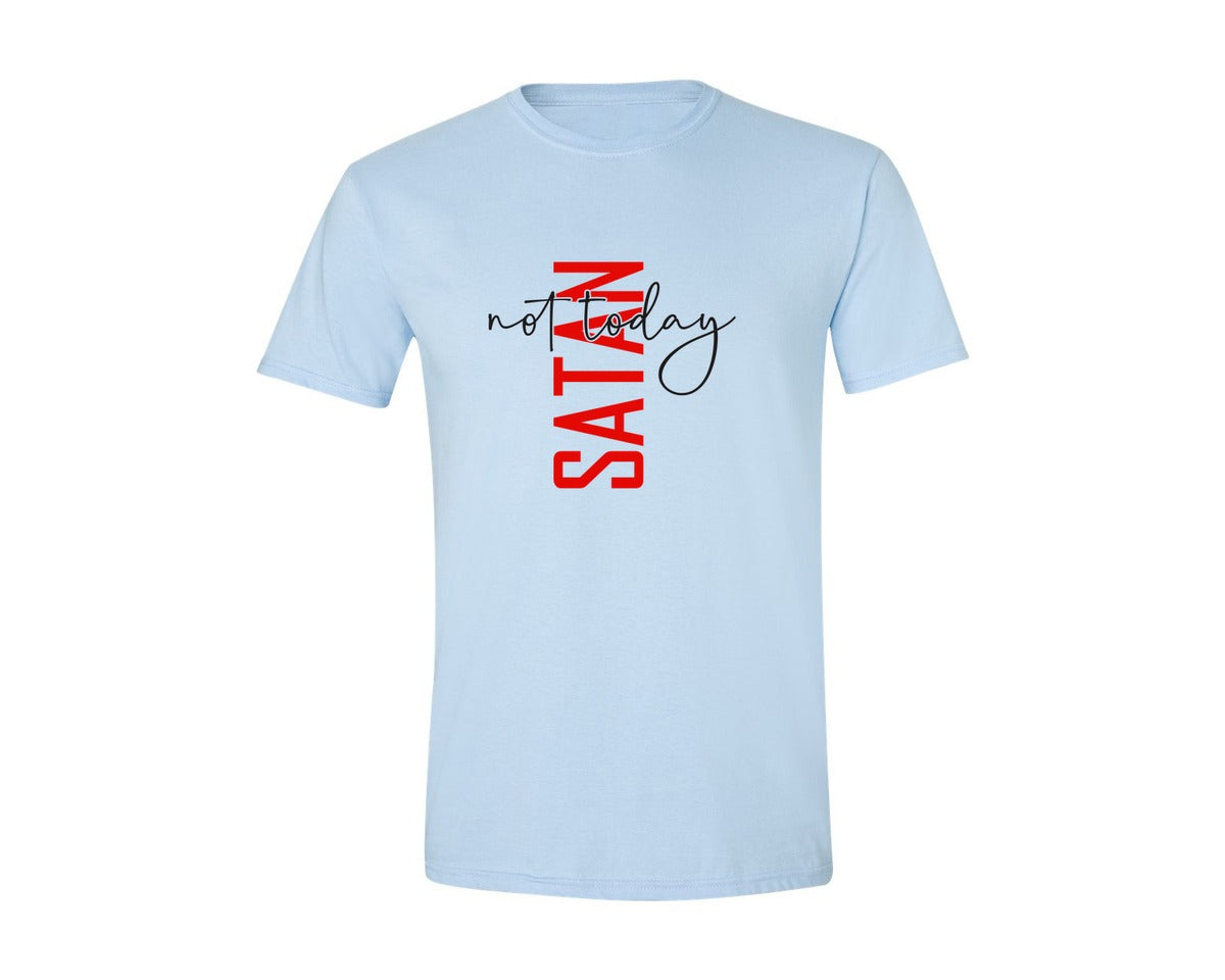 brand:Generic|color:Light Blue|Not Today Satan Shirt Design Graphic T-Shirt