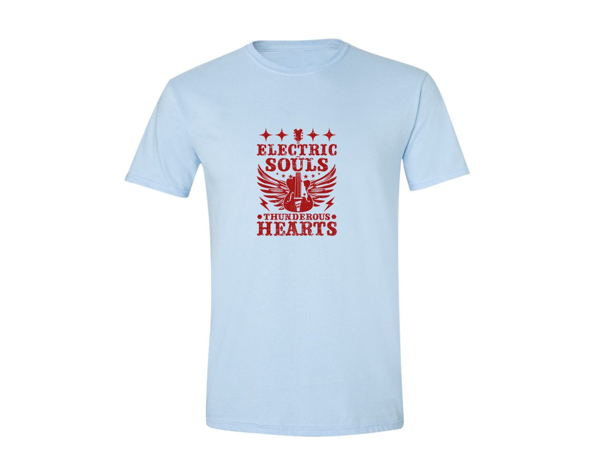brand:Generic|color:Light Blue|Electric Souls Thunderous Hearts Graphic T-Shirt