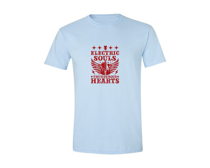 brand:Generic|color:Light Blue|Electric Souls Thunderous Hearts Graphic T-Shirt