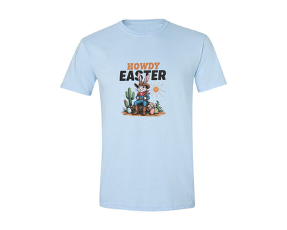 brand:Generic|color:Light Blue|Howdy Easter Western Cowboy Bunny 2 Graphic T-Shirt