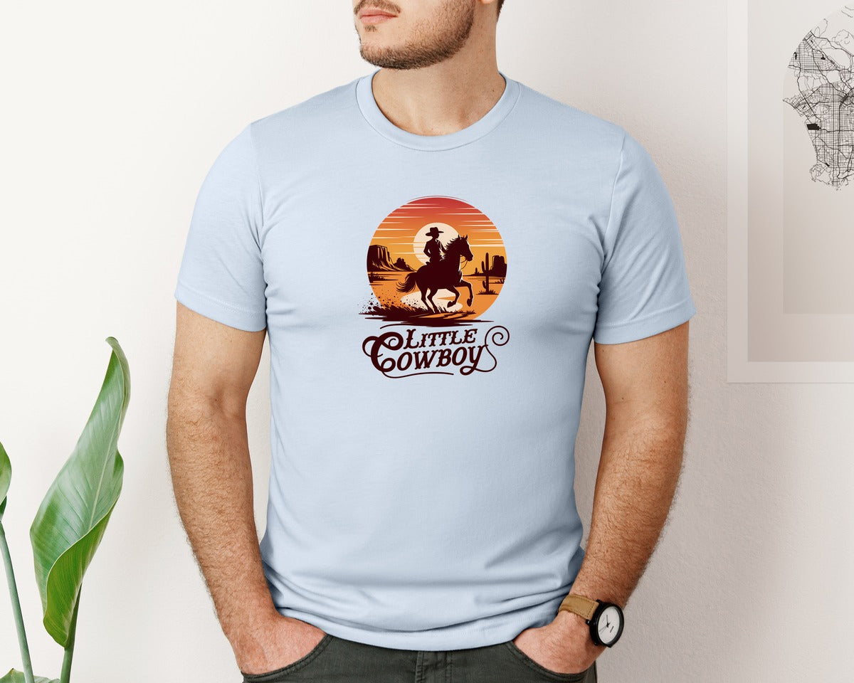 brand:Bella Canvas|color:Light Blue|Little Cowboy Western Horse Riding 3 Graphic T-Shirt