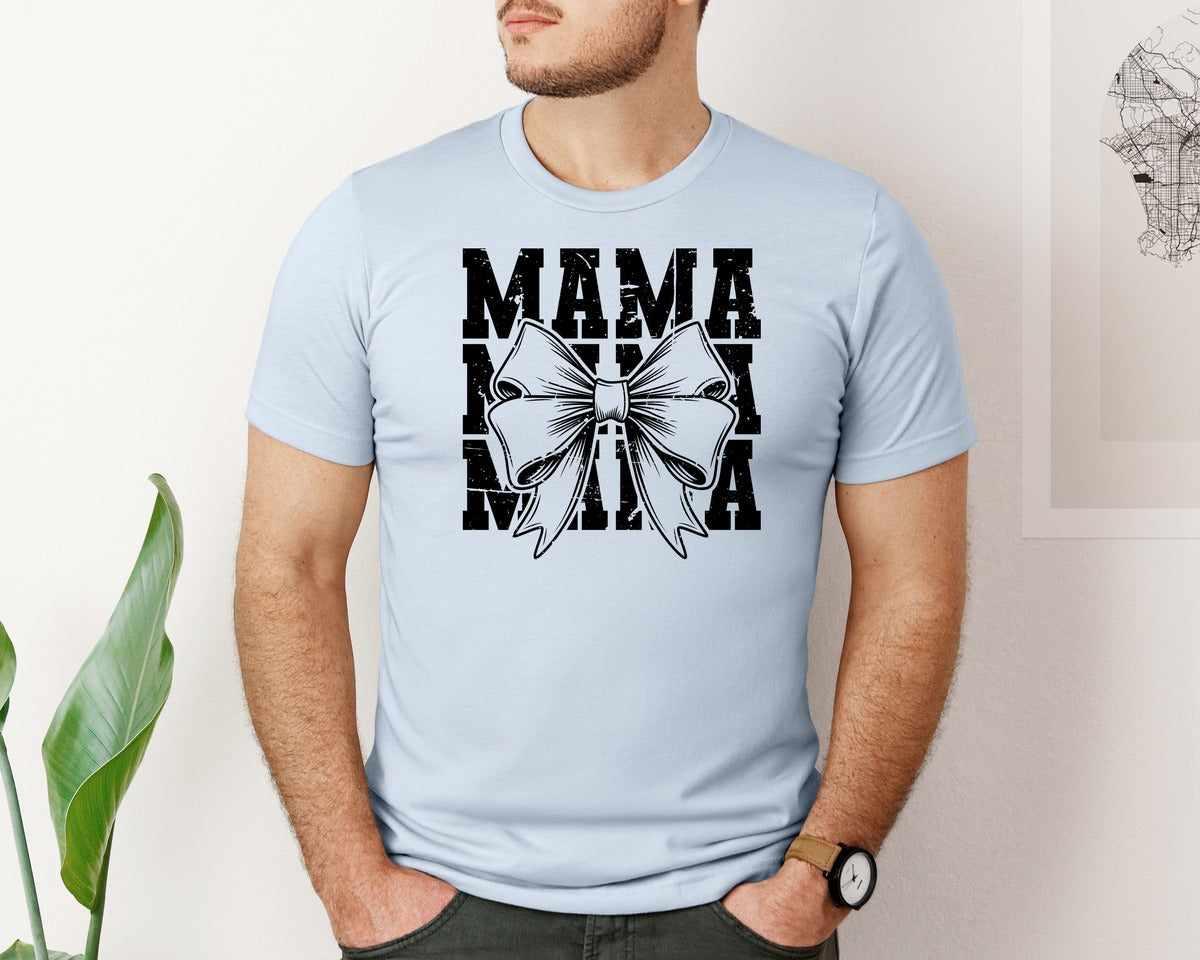 brand:Bella Canvas|color:Light Blue|Mama Mom Mama Coquette Graphic T-Shirt