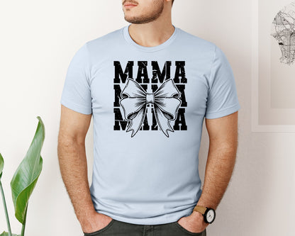 brand:Bella Canvas|color:Light Blue|Mama Mom Mama Coquette Graphic T-Shirt