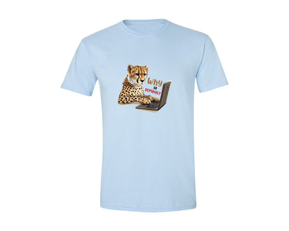 brand:Generic|color:Light Blue|Tiger Typing On A Laptop T Shirt Print Graphic T-Shirt
