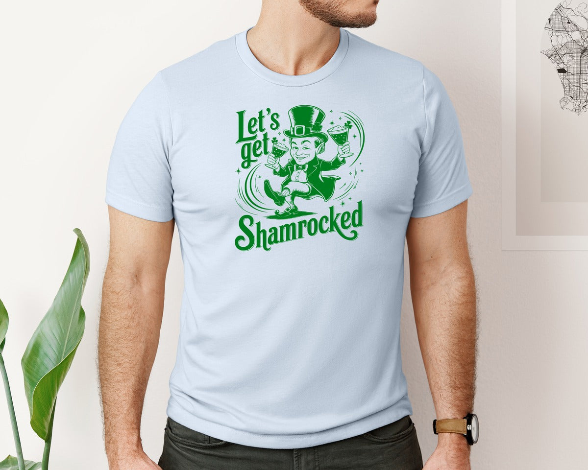 brand:Bella Canvas|color:Light Blue|Lets Get Shamrocked Design 7 Graphic T-Shirt