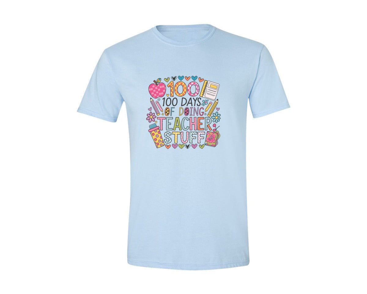 brand:Generic|color:Light Blue|100 Days Of School 57 Graphic T-Shirt