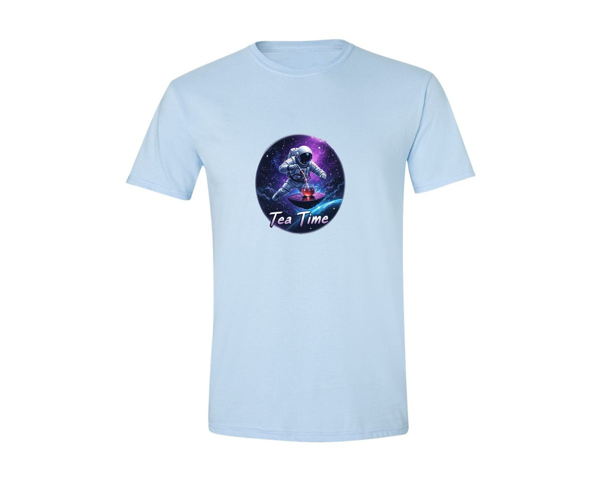 brand:Generic|color:Light Blue|Astronaut Tea Time In Space T Shirt Graphic T-Shirt