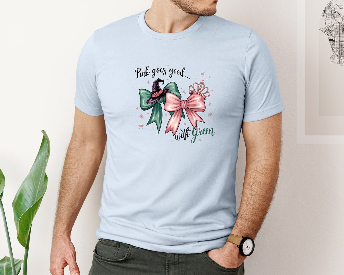 brand:Bella Canvas|color:Light Blue|Pink Goes Good With Green 4 Graphic T-Shirt