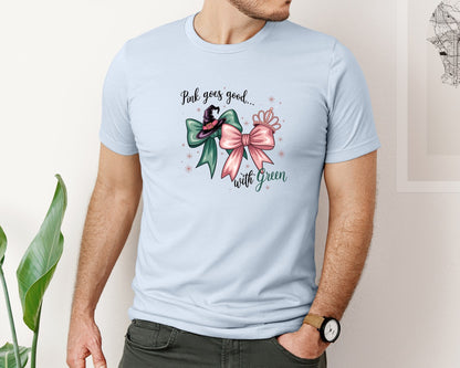 brand:Bella Canvas|color:Light Blue|Pink Goes Good With Green 4 Graphic T-Shirt