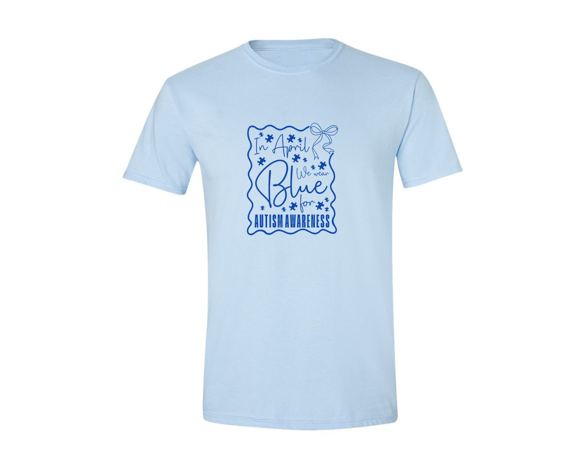 brand:Generic|color:Light Blue|In April We Wear Blue Autism 2 Graphic T-Shirt