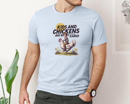 brand:Bella Canvas|color:Light Blue|Kids And Chickens Vintage Farm Graphic T-Shirt