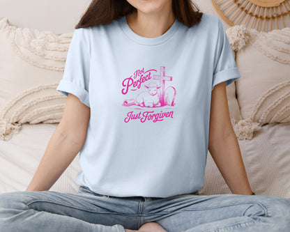 brand:Bella Canvas|color:Light Blue|Not Perfect Just Forgiven Design 18 Graphic T-Shirt