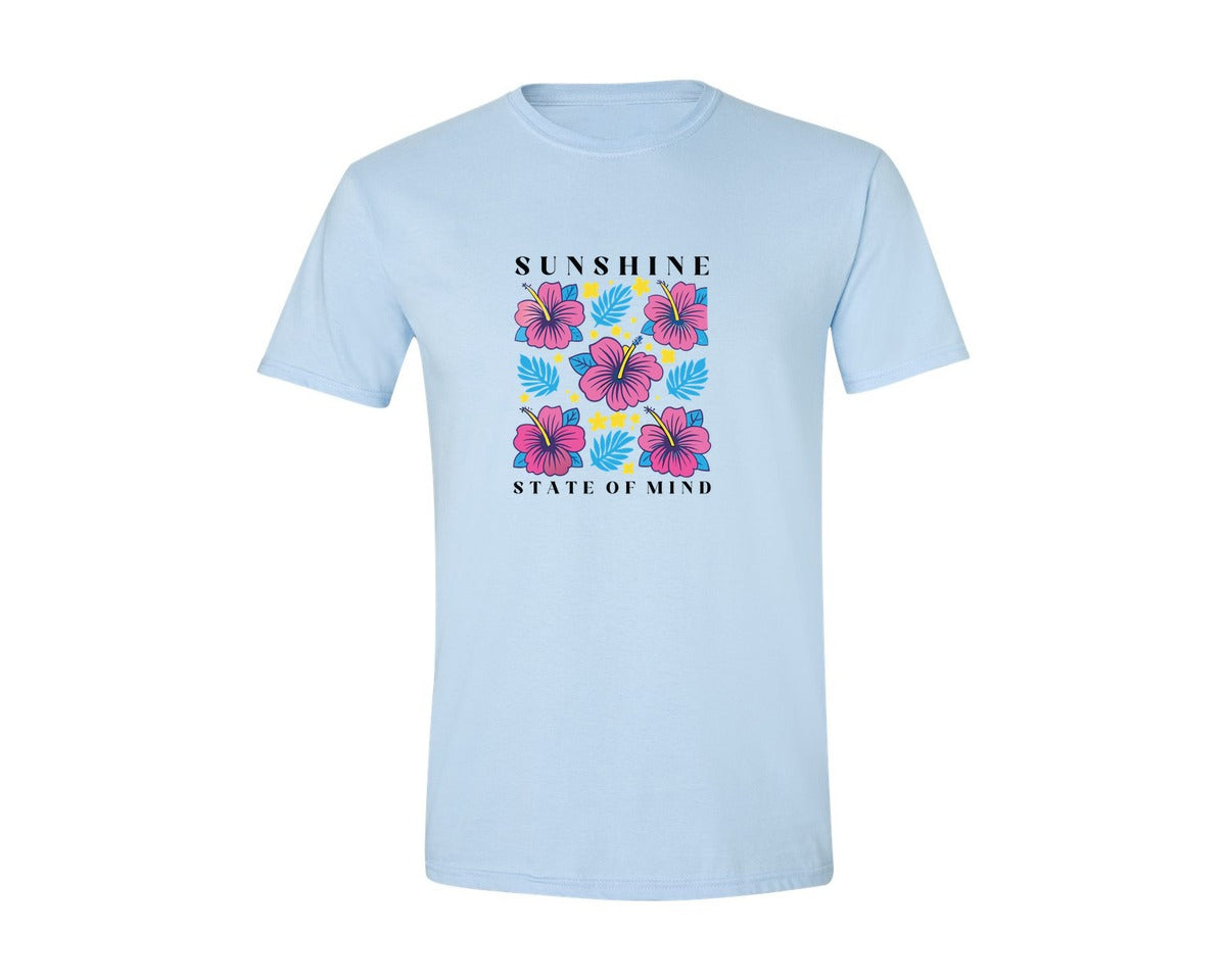 brand:Generic|color:Light Blue|Sunshine State Of Mind Summer Graphic T-Shirt