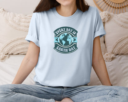 brand:Bella Canvas|color:Light Blue|Everyday Is Earth Day Graphic T-Shirt