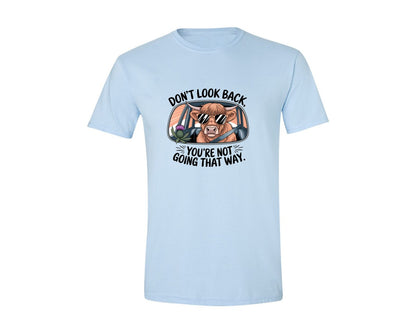 brand:Generic|color:Light Blue|Dont Look Back Highland Cow Graphic T-Shirt