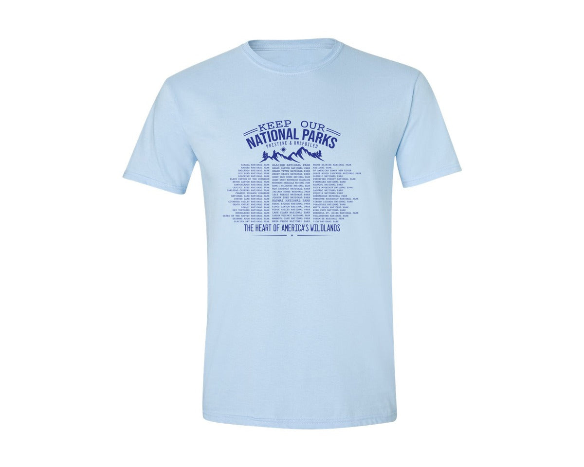 brand:Generic|color:Light Blue|Keep Our National Parks Pristine And Graphic T-Shirt