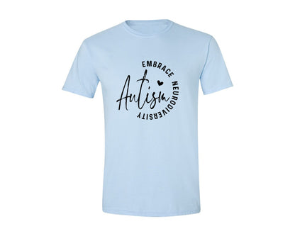 brand:Generic|color:Light Blue|Embrace Neurodiversity Autism Graphic T-Shirt