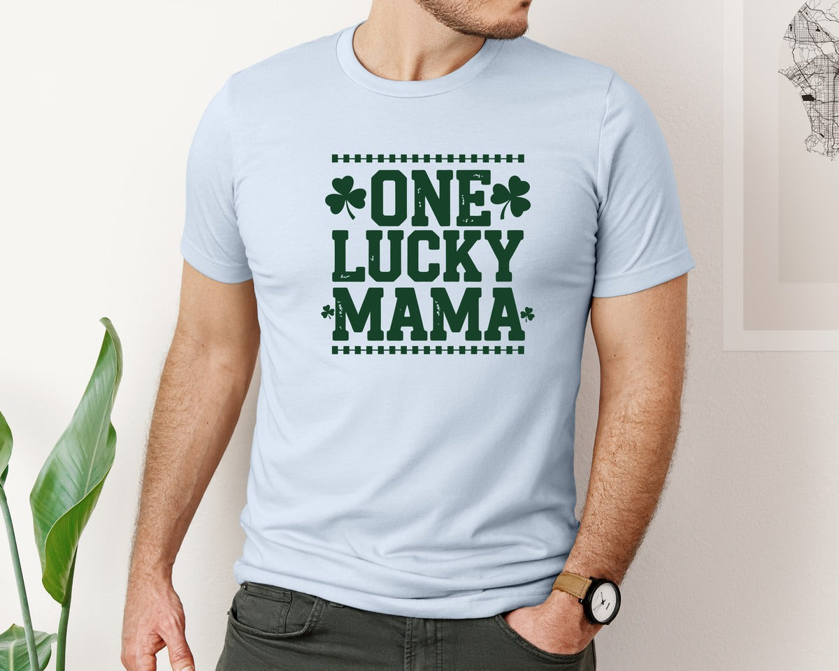 brand:Bella Canvas|color:Light Blue|One Lucky Mama Design 40 Graphic T-Shirt