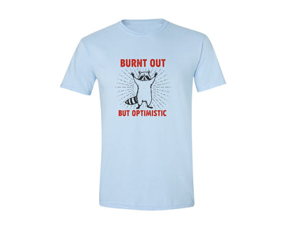 brand:Generic|color:Light Blue|Burnt Out But Optimistic Raccoon Graphic T-Shirt