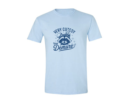 brand:Generic|color:Light Blue|Very Cutesy Very Demure Raccoon T Shirt Graphic T-Shirt