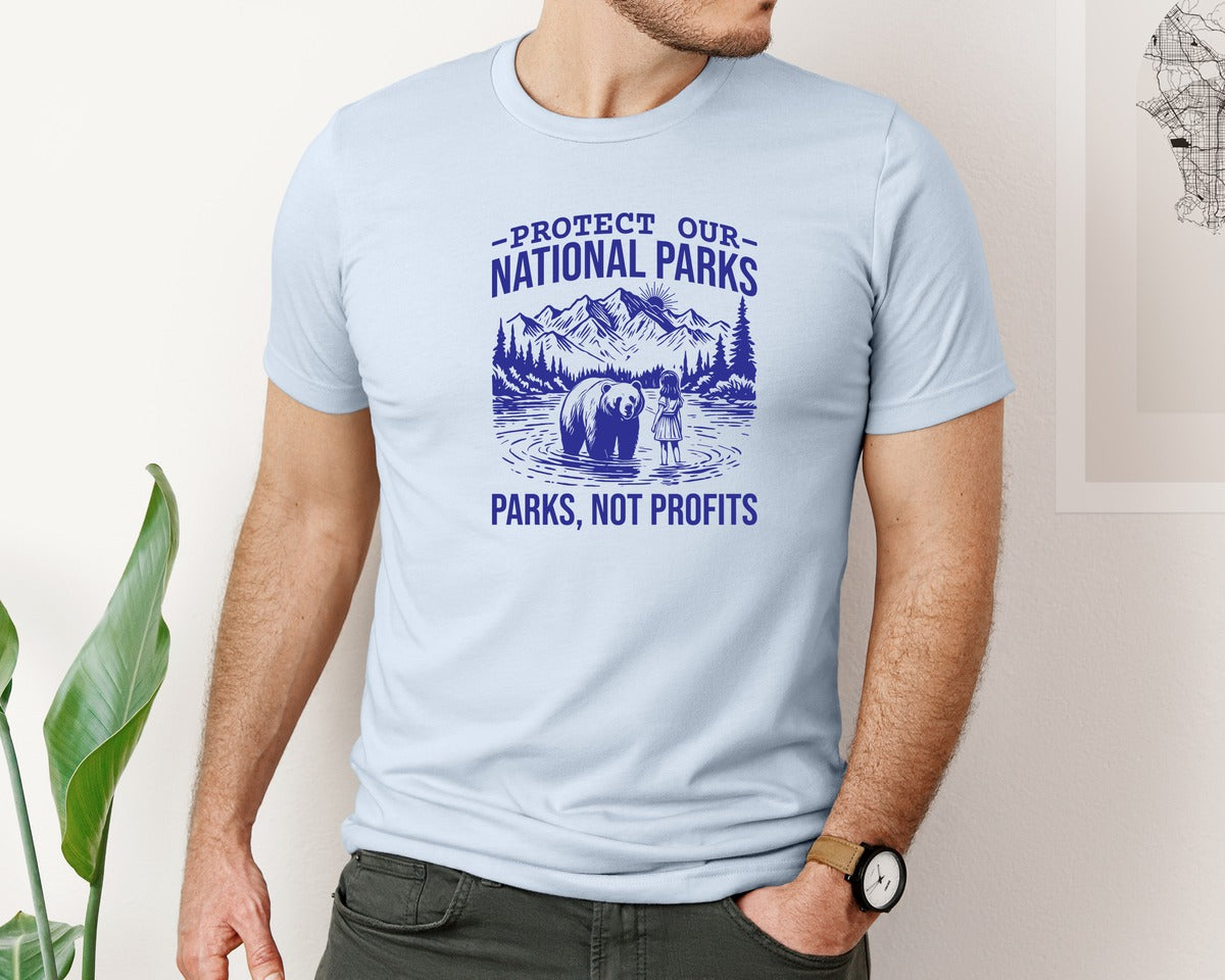 brand:Bella Canvas|color:Light Blue|Protect Our National Parks Shirt Save Graphic T-Shirt
