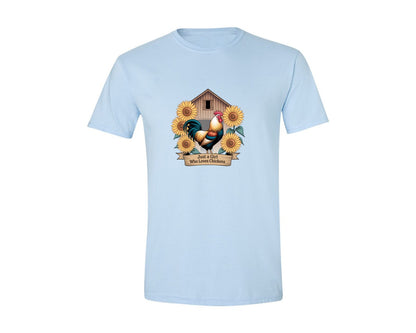 brand:Generic|color:Light Blue|Just A Girl Who Loves Chickens 8 Graphic T-Shirt