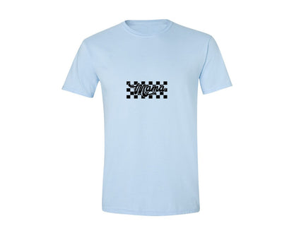 brand:Generic|color:Light Blue|Retro Mama Checkered Bow Coquette B Graphic T-Shirt