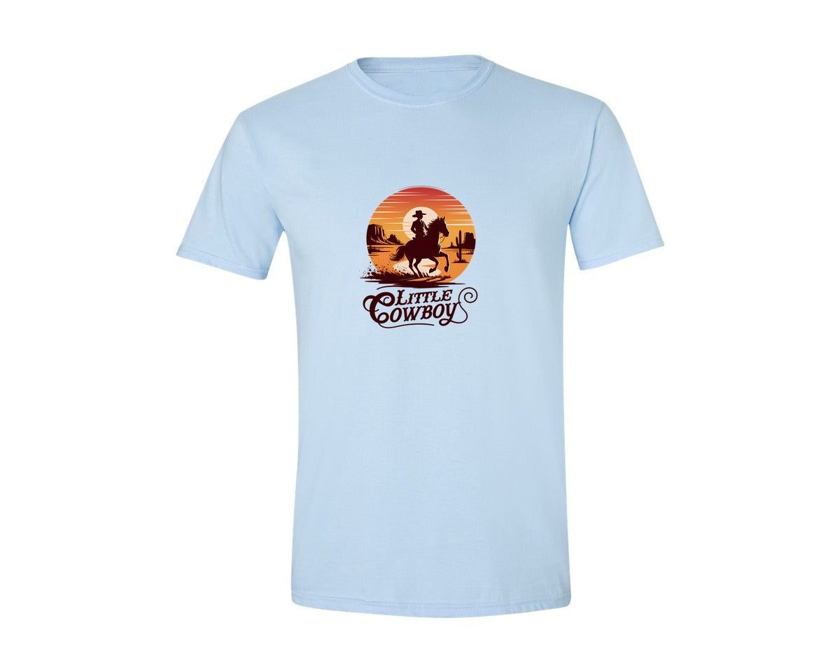 brand:Generic|color:Light Blue|Little Cowboy Western Horse Riding 3 Graphic T-Shirt