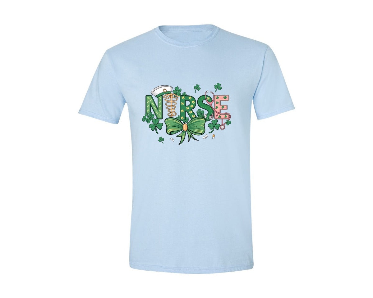 brand:Generic|color:Light Blue|St Patricks Day Nurse Lucky Nurse 6 Graphic T-Shirt