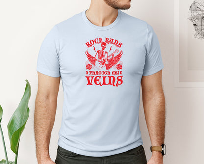 brand:Bella Canvas|color:Light Blue|Rock Runs Through My Veins Design Graphic T-Shirt