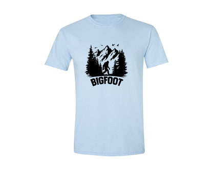 brand:Generic|color:Light Blue|Retro Bigfoot Silhouette Pixel Art Graphic T-Shirt