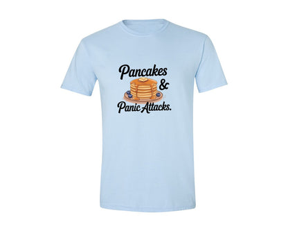 brand:Generic|color:Light Blue|Pancakes Panic Attacks Graphic T-Shirt