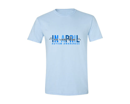brand:Generic|color:Light Blue|In April We Wear Blue Autism Awareness 17 Graphic T-Shirt