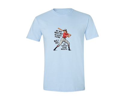 brand:Generic|color:Light Blue|Baseball Mom Funny Softball 3 Graphic T-Shirt