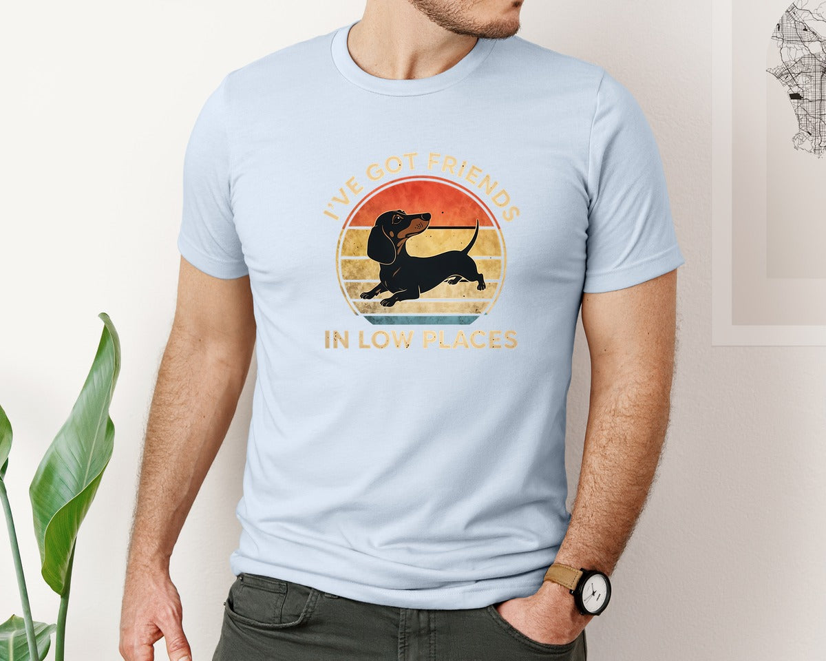 brand:Bella Canvas|color:Light Blue|Dachshund Ive Got Friends In Low Places 2 Graphic T-Shirt