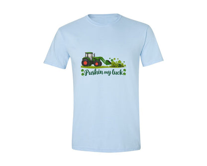brand:Generic|color:Light Blue|Pushin My Luck St Patricks Day 3 Graphic T-Shirt