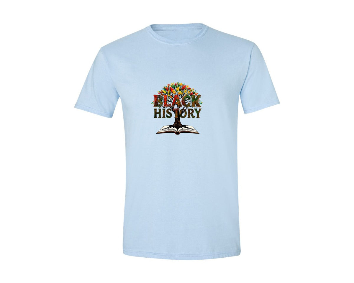 brand:Generic|color:Light Blue|Black History Month Tree Of Knowledge Graphic T-Shirt