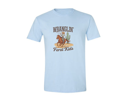 brand:Generic|color:Light Blue|Wranglin Feral Kids Western Mothers Day 3 Graphic T-Shirt