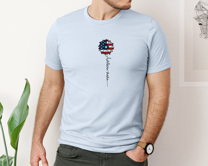 brand:Bella Canvas|color:Light Blue|American Mama Sunflower 4Th Of July Graphic T-Shirt