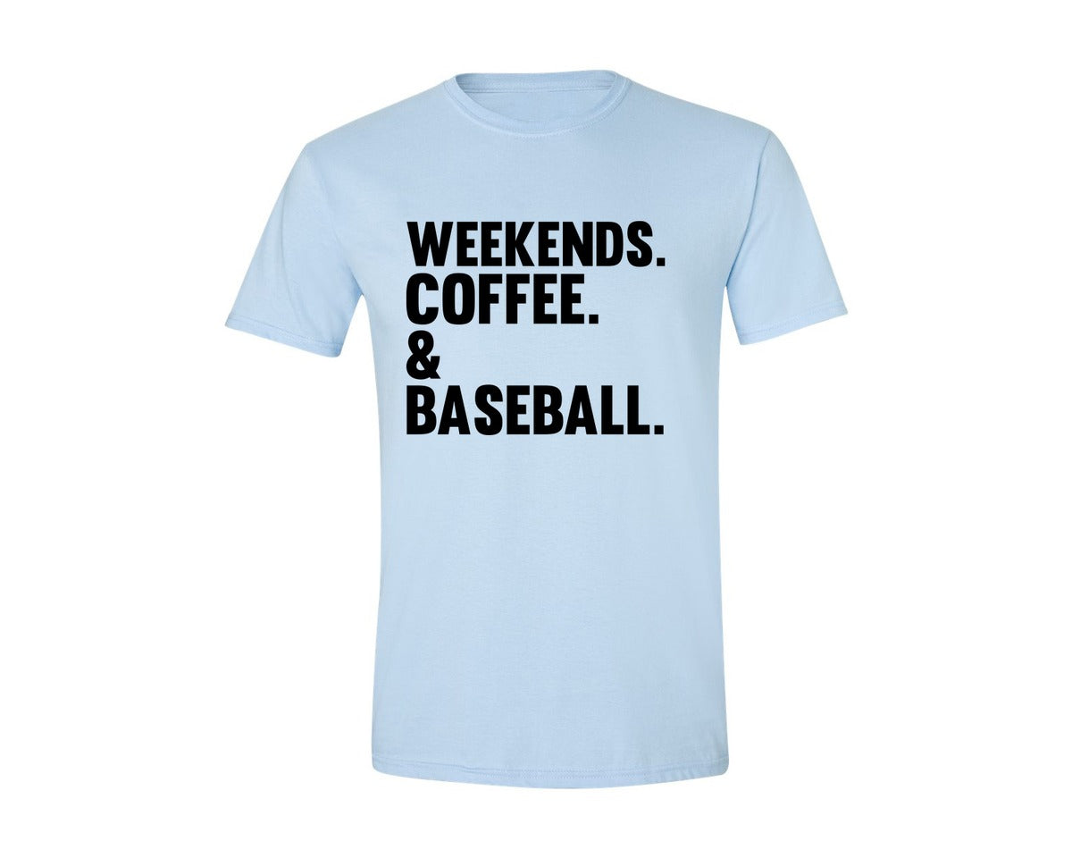 brand:Generic|color:Light Blue|Weekends Coffee Baseball Tshirt Design Graphic T-Shirt
