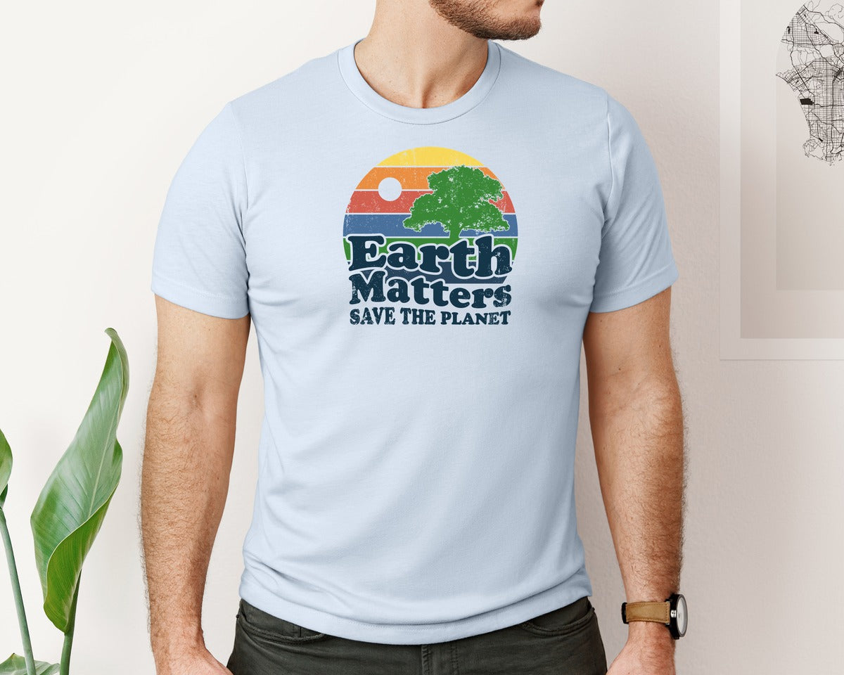 brand:Bella Canvas|color:Light Blue|Earth Matters Save The Planet T Shirt Graphic T-Shirt