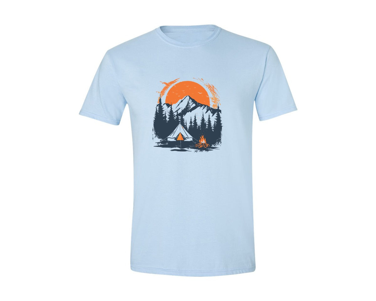 brand:Generic|color:Light Blue|Sunset Camping Adventure T Shirt Design 3 Graphic T-Shirt