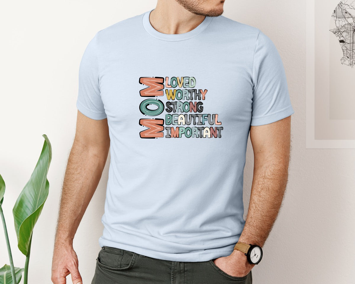 brand:Bella Canvas|color:Light Blue|Mom Mothers Day Design Graphic T-Shirt