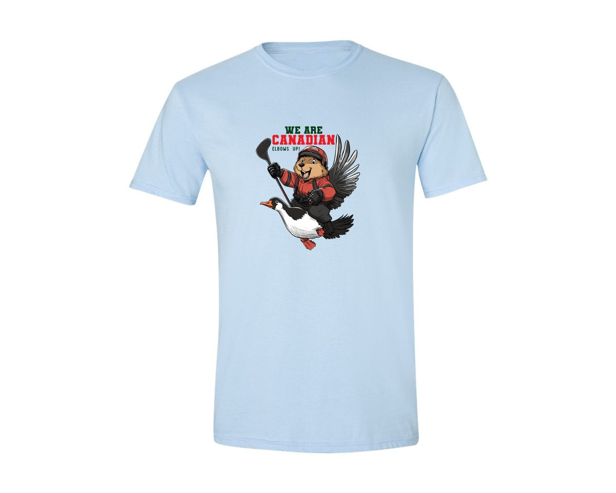 brand:Generic|color:Light Blue|We Are Canada Elbows Up Graphic T-Shirt